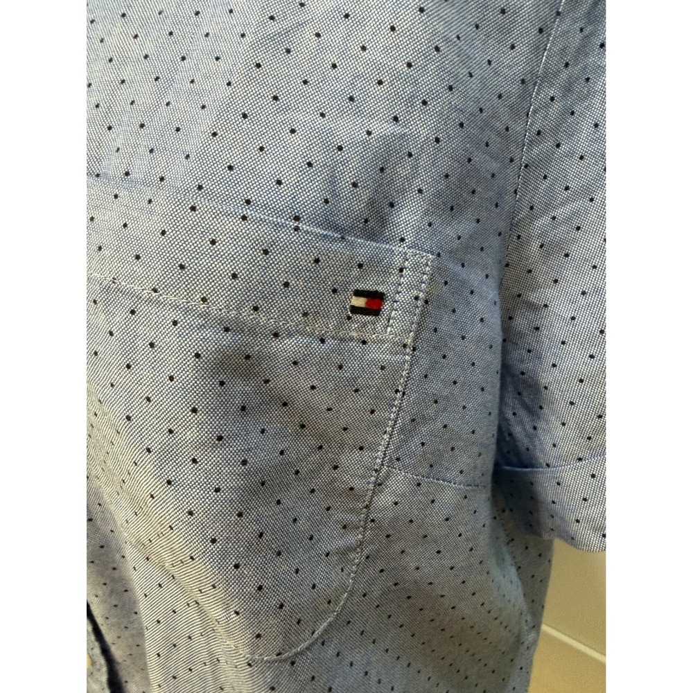 Tommy Hilfiger Womens Blue Polka Dot Short Sleeve Oxford Shirt M 100% cotton - Picture 3 of 8
